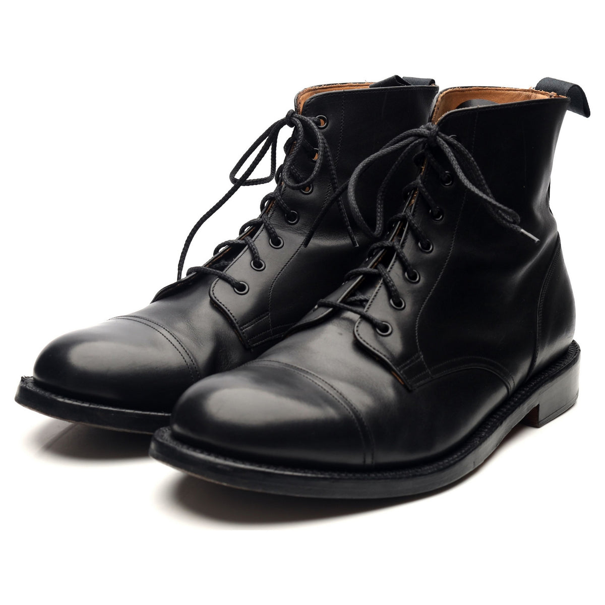 &#39;Desmond&#39; Black Leather Boots UK 11.5 G