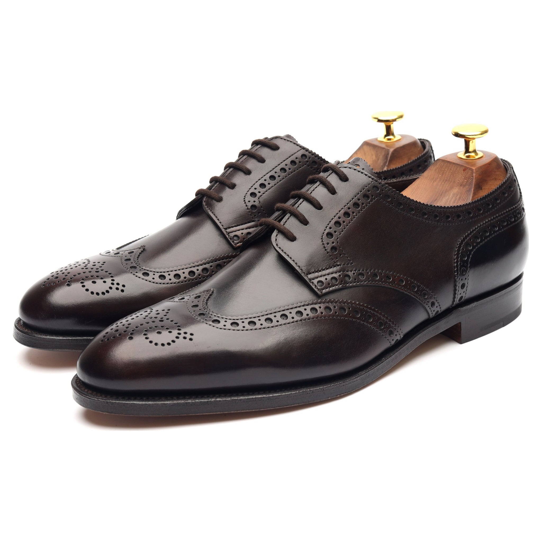 Hayle' Brown Museum Leather Derby Brogues UK 7.5 E - Abbot's Shoes