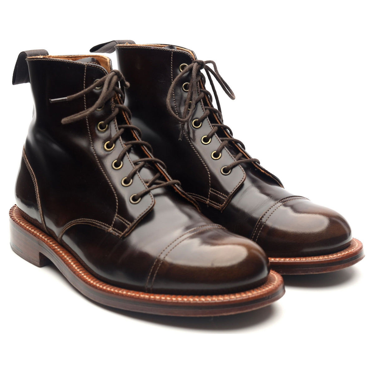 &#39;Desmond&#39; Dark Brown Leather Derby Boots UK 6 G