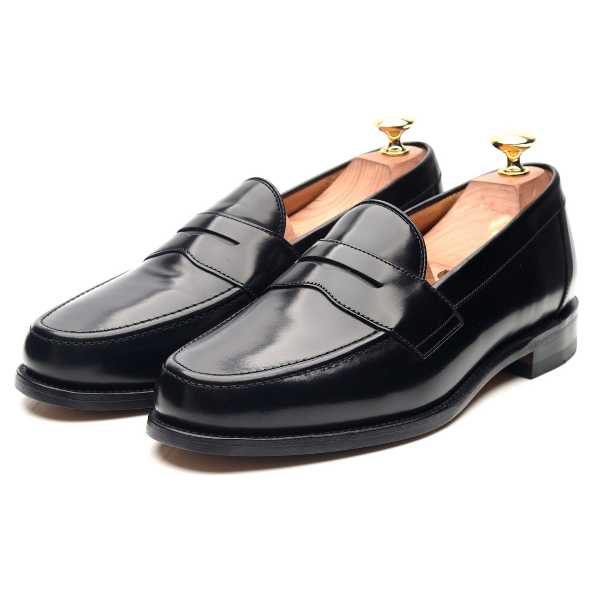 &#39;Eton&#39; Black Leather Loafers UK 8 F