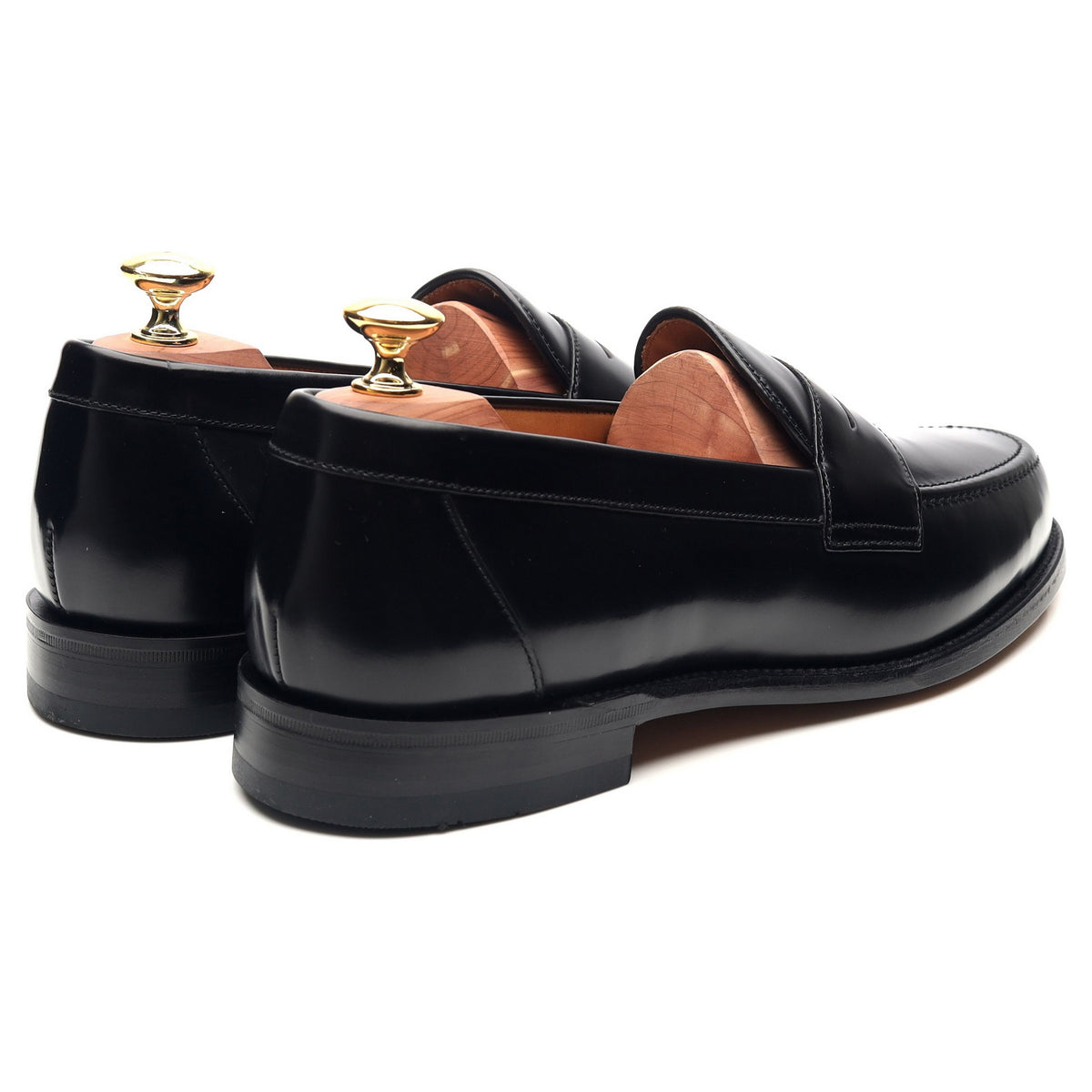 &#39;Eton&#39; Black Leather Loafers UK 8 F
