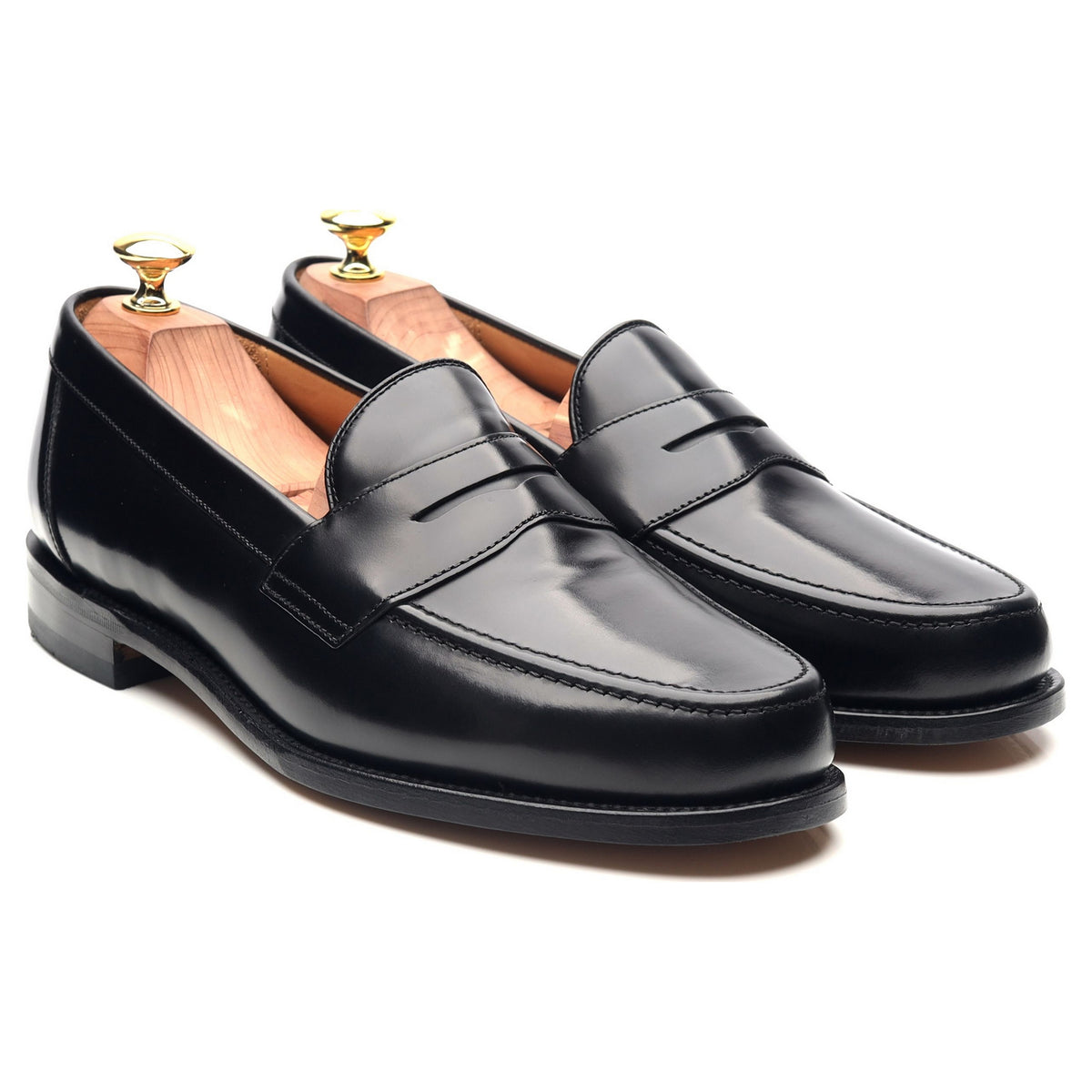 &#39;Eton&#39; Black Leather Loafers UK 8 F