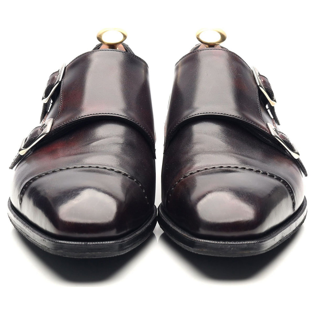 &#39;Caine&#39; Burgundy Leather Double Monk Strap UK 8.5 E