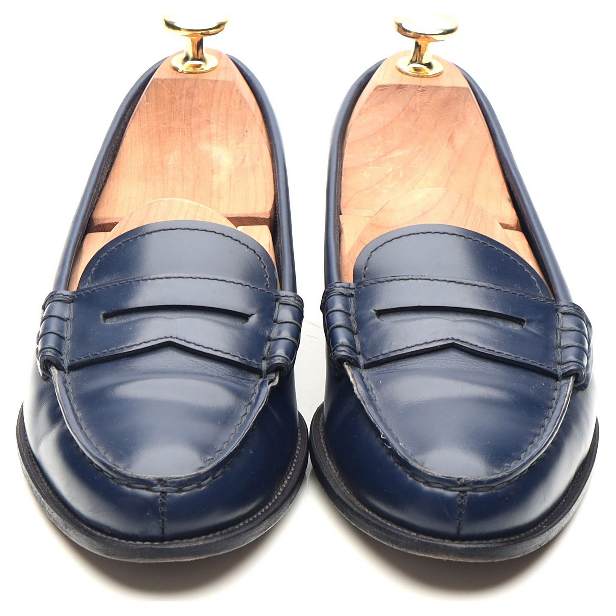 Ladies navy leather store loafers