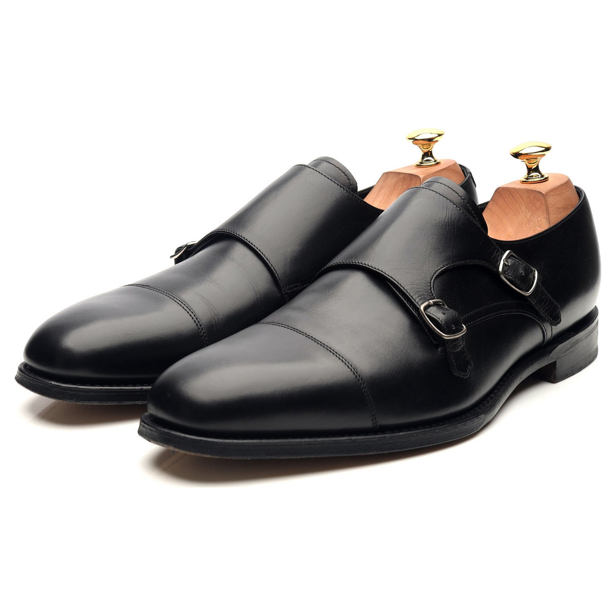 1880 &#39;Cannon&#39; Black Leather Double Monk Strap UK 10 F