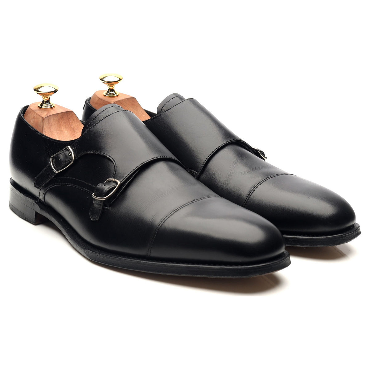 1880 &#39;Cannon&#39; Black Leather Double Monk Strap UK 10 F
