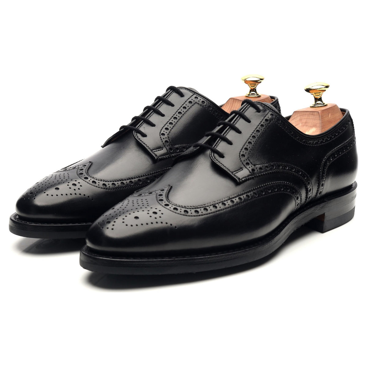 &#39;Swansea&#39; Black Leather Derby Brogues UK 8 E