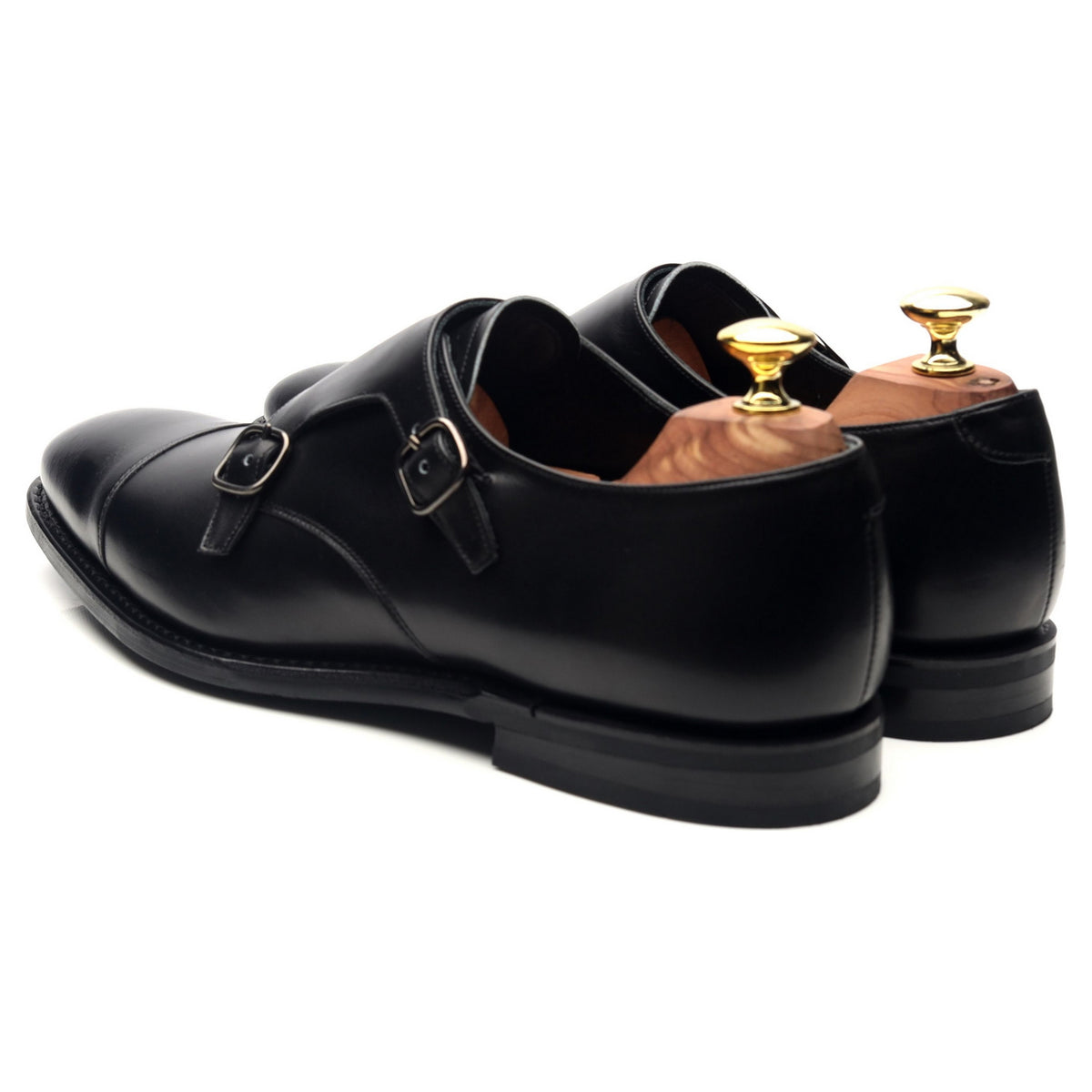 &#39;Saltby&#39; Black Leather Double Monk Strap UK 7 F