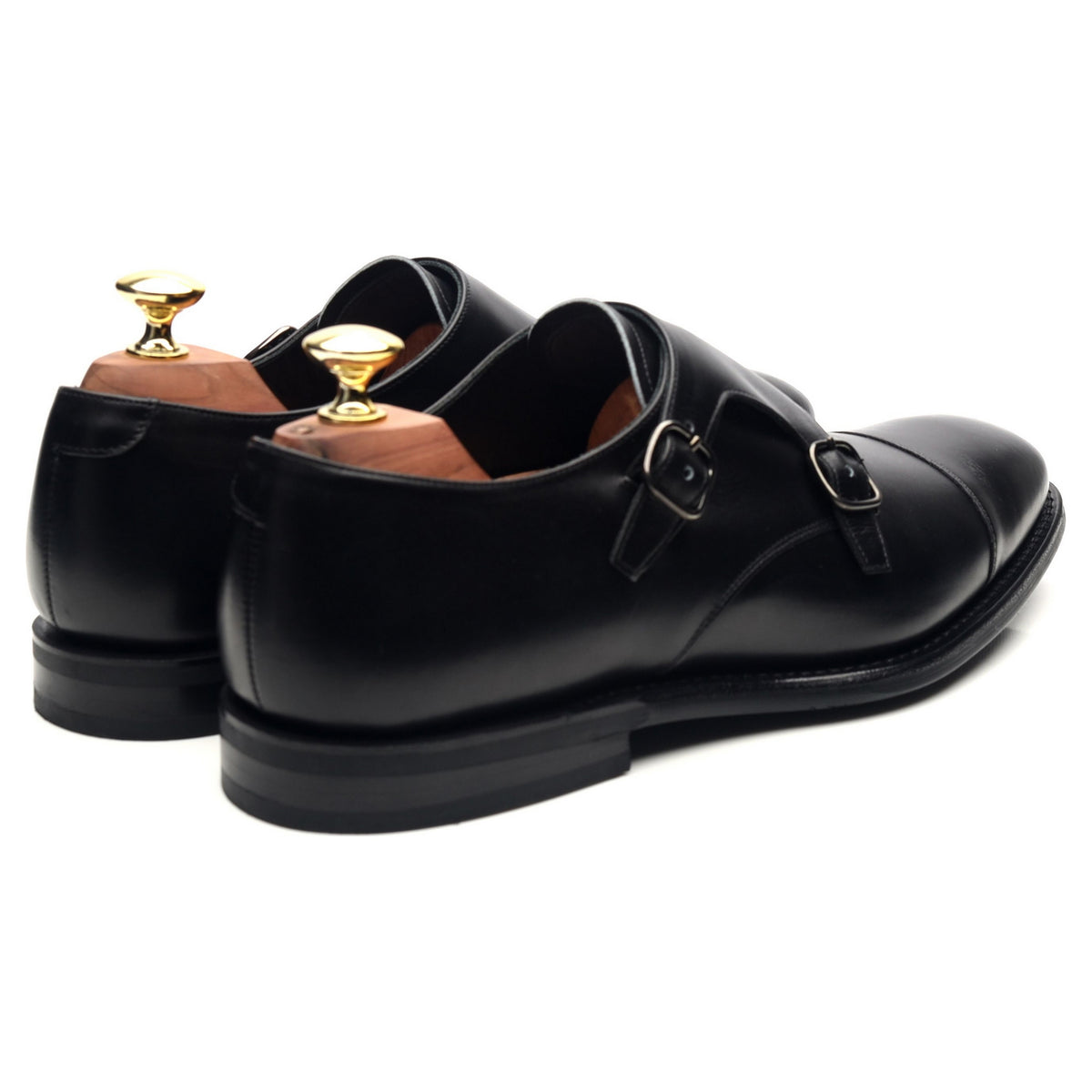 &#39;Saltby&#39; Black Leather Double Monk Strap UK 7 F