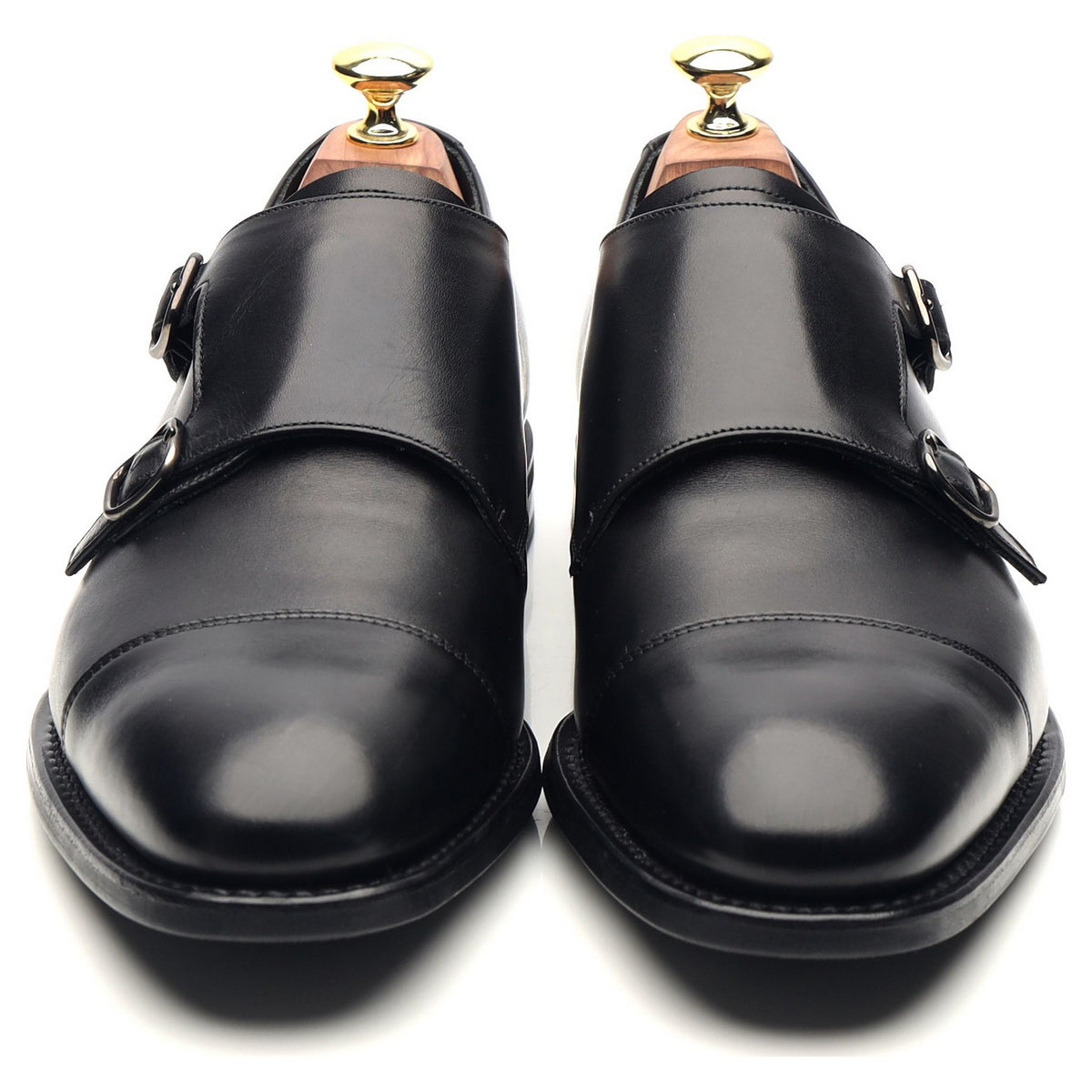 &#39;Saltby&#39; Black Leather Double Monk Strap UK 7 F