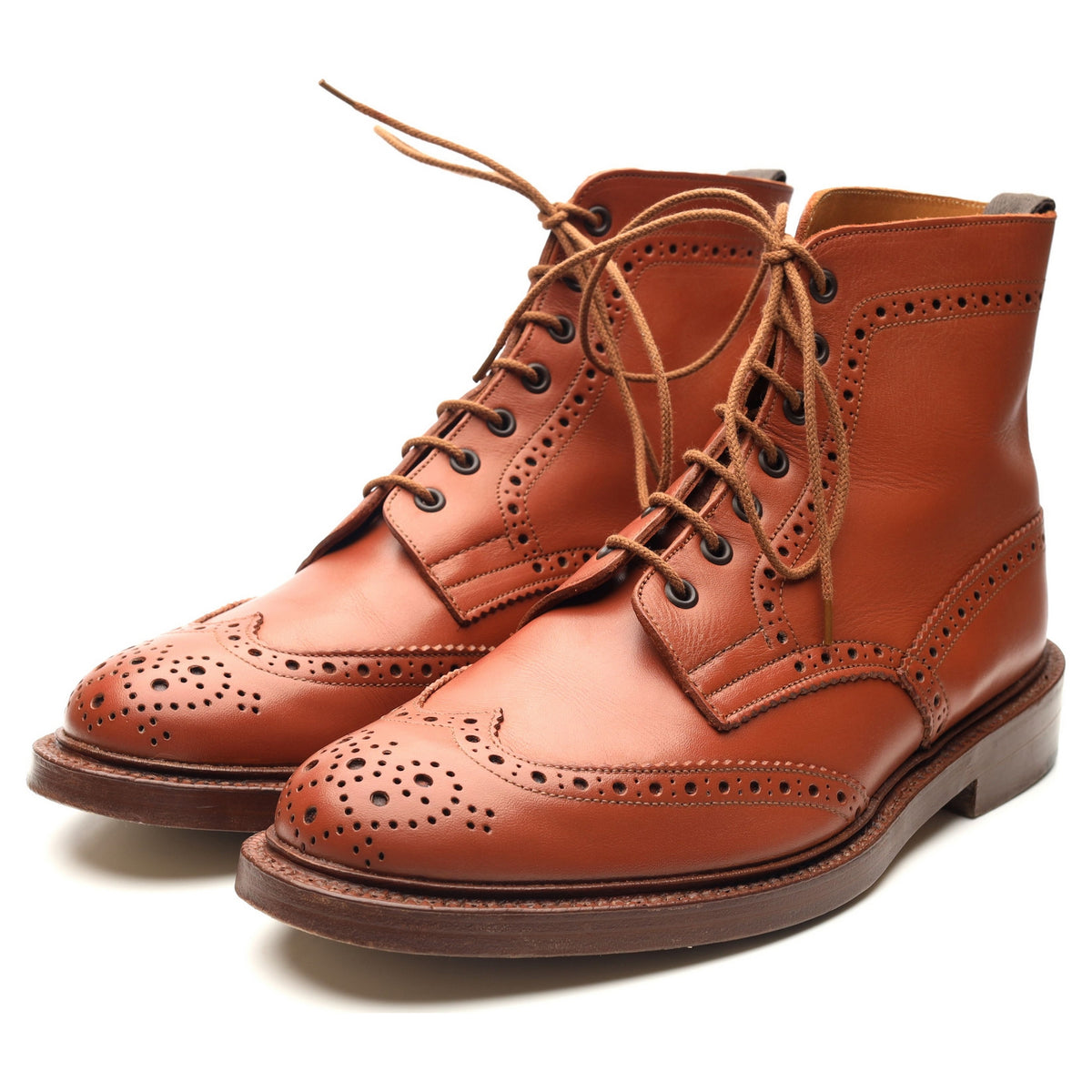 Malton' Tan Brown Leather Brogue Boots UK 10 - Abbot's Shoes