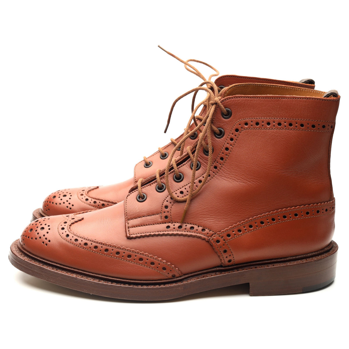 Malton' Tan Brown Leather Brogue Boots UK 10 - Abbot's Shoes