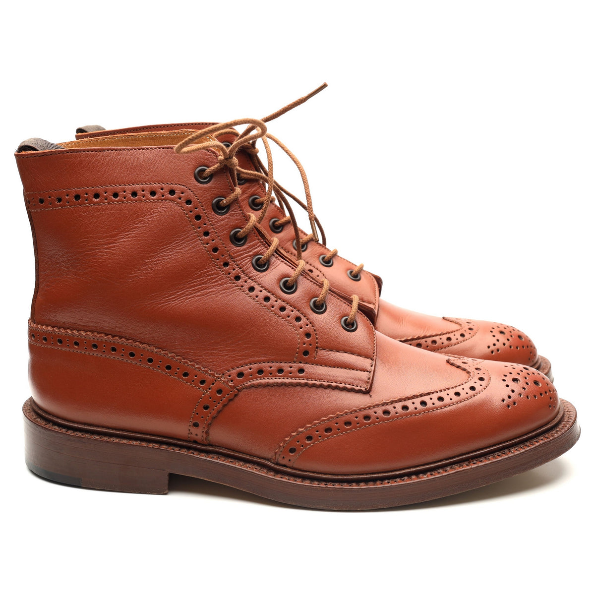 &#39;Malton&#39; Tan Brown Leather Brogue Boots UK 10
