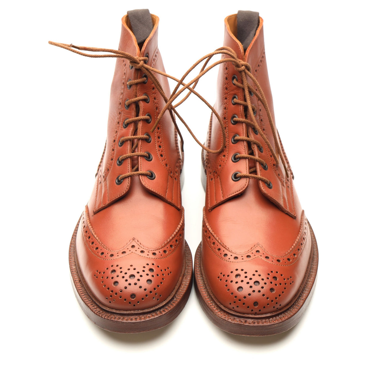 &#39;Malton&#39; Tan Brown Leather Brogue Boots UK 10