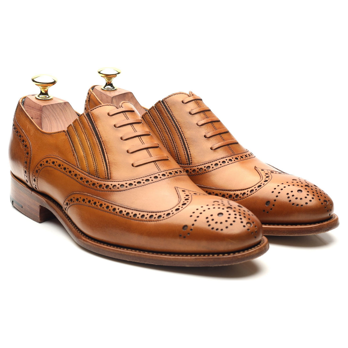 &#39;Timothy&#39; Tan Brown Leather Lazyman Brogue UK 7 F