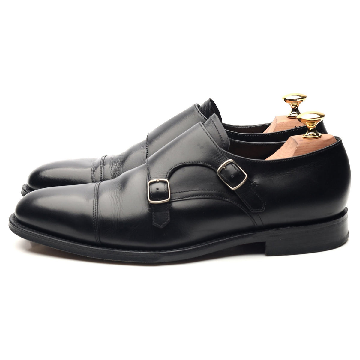 1880 &#39;Cannon&#39; Black Leather Double Monk Strap UK 6.5 F