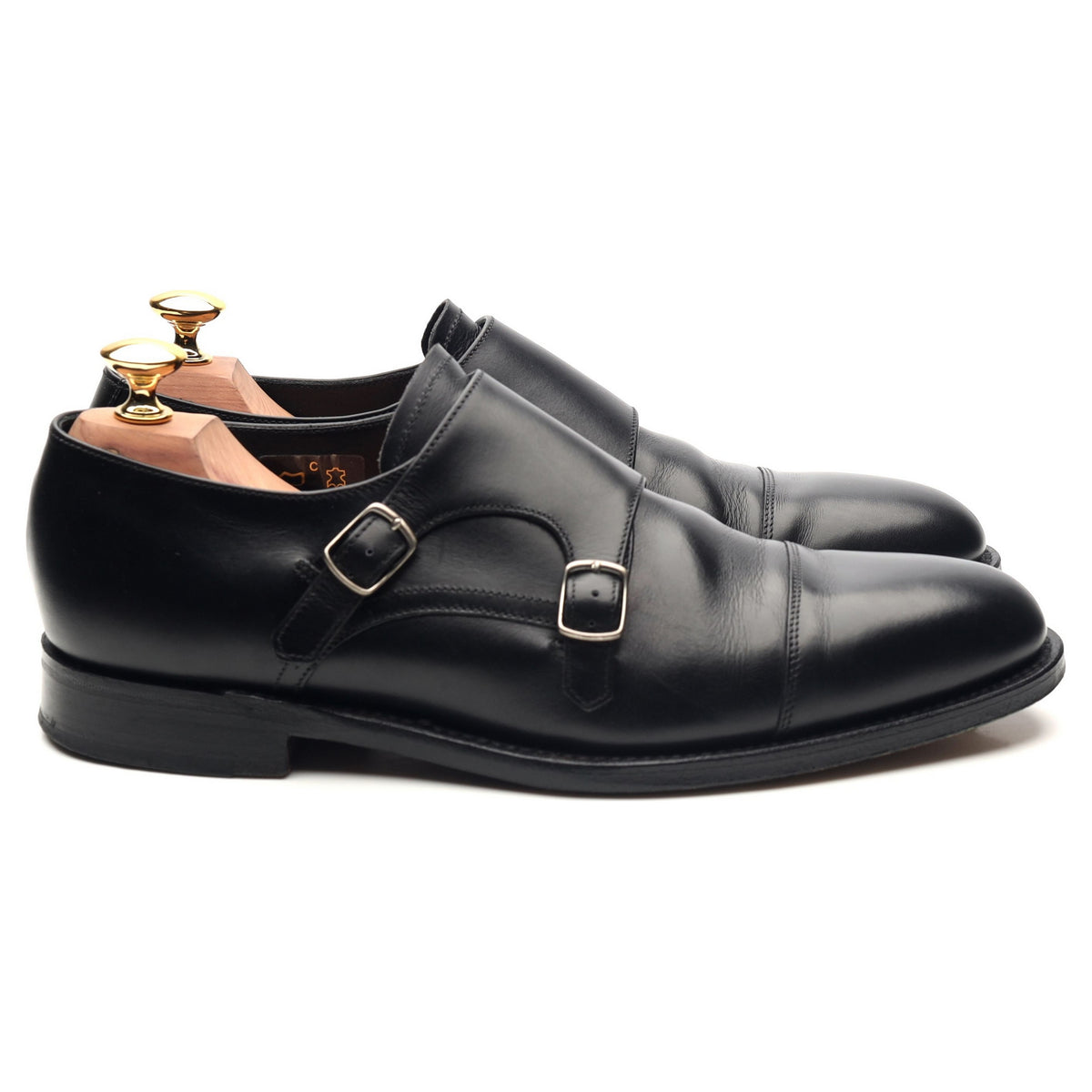 1880 &#39;Cannon&#39; Black Leather Double Monk Strap UK 6.5 F