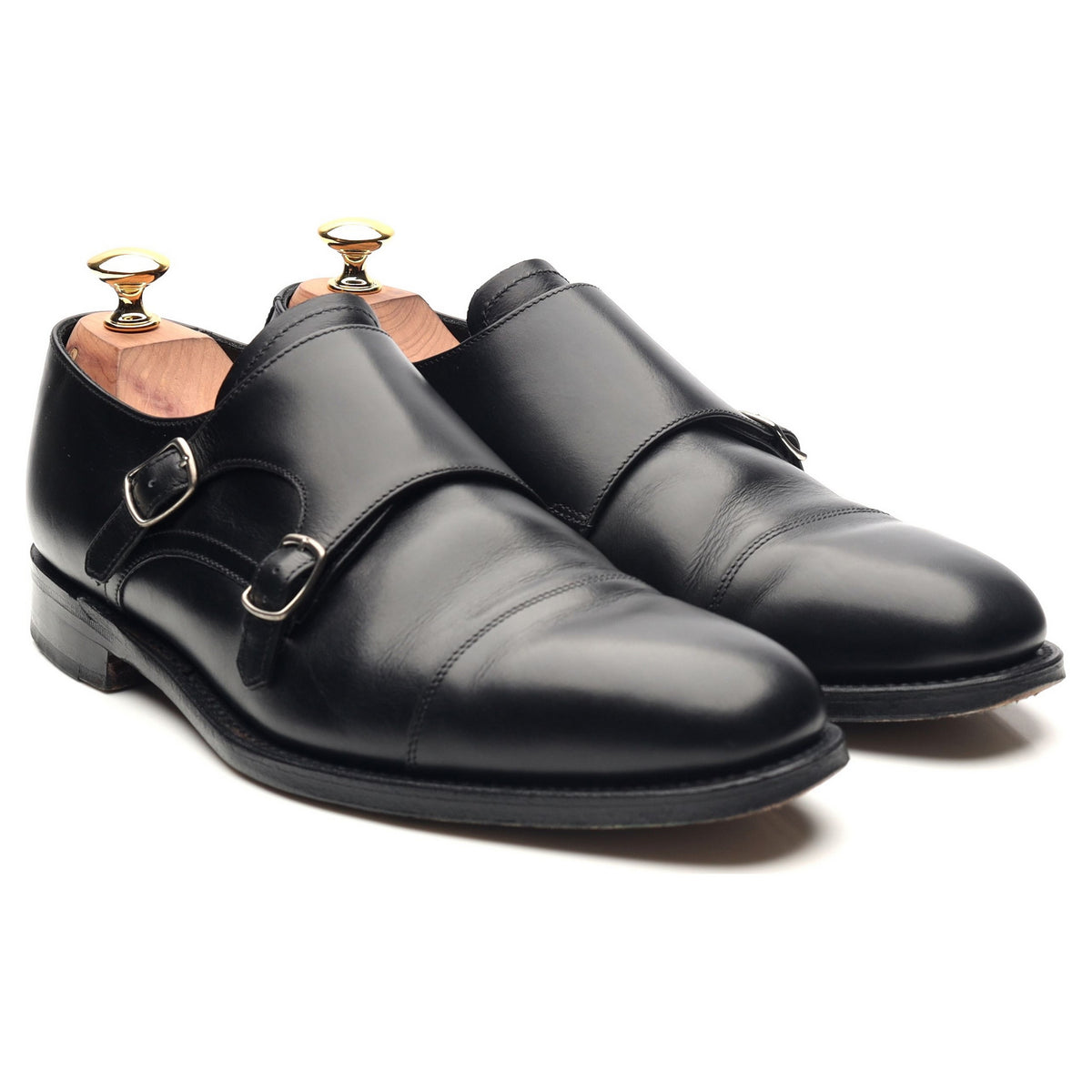 1880 &#39;Cannon&#39; Black Leather Double Monk Strap UK 6.5 F