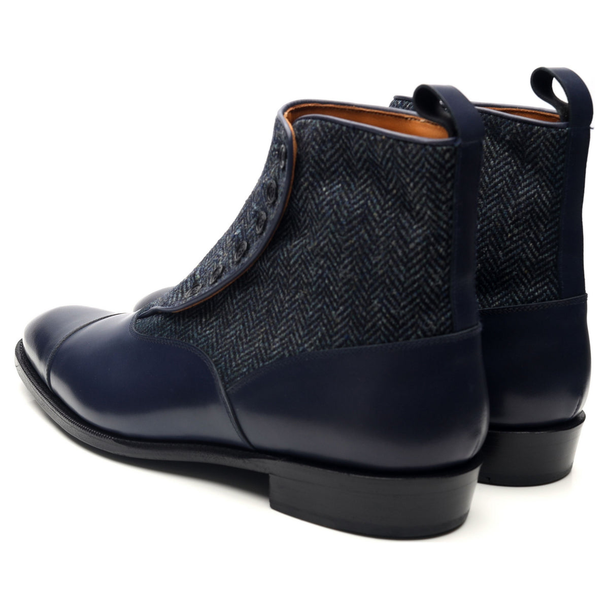 &#39;Bellevue&#39; Blue Leather Button Boots UK 11 E