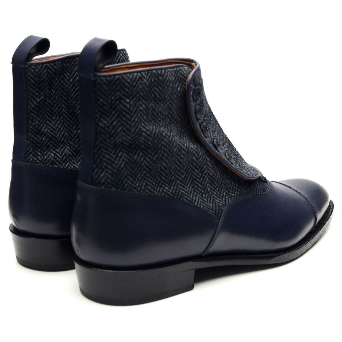 &#39;Bellevue&#39; Blue Leather Button Boots UK 11 E