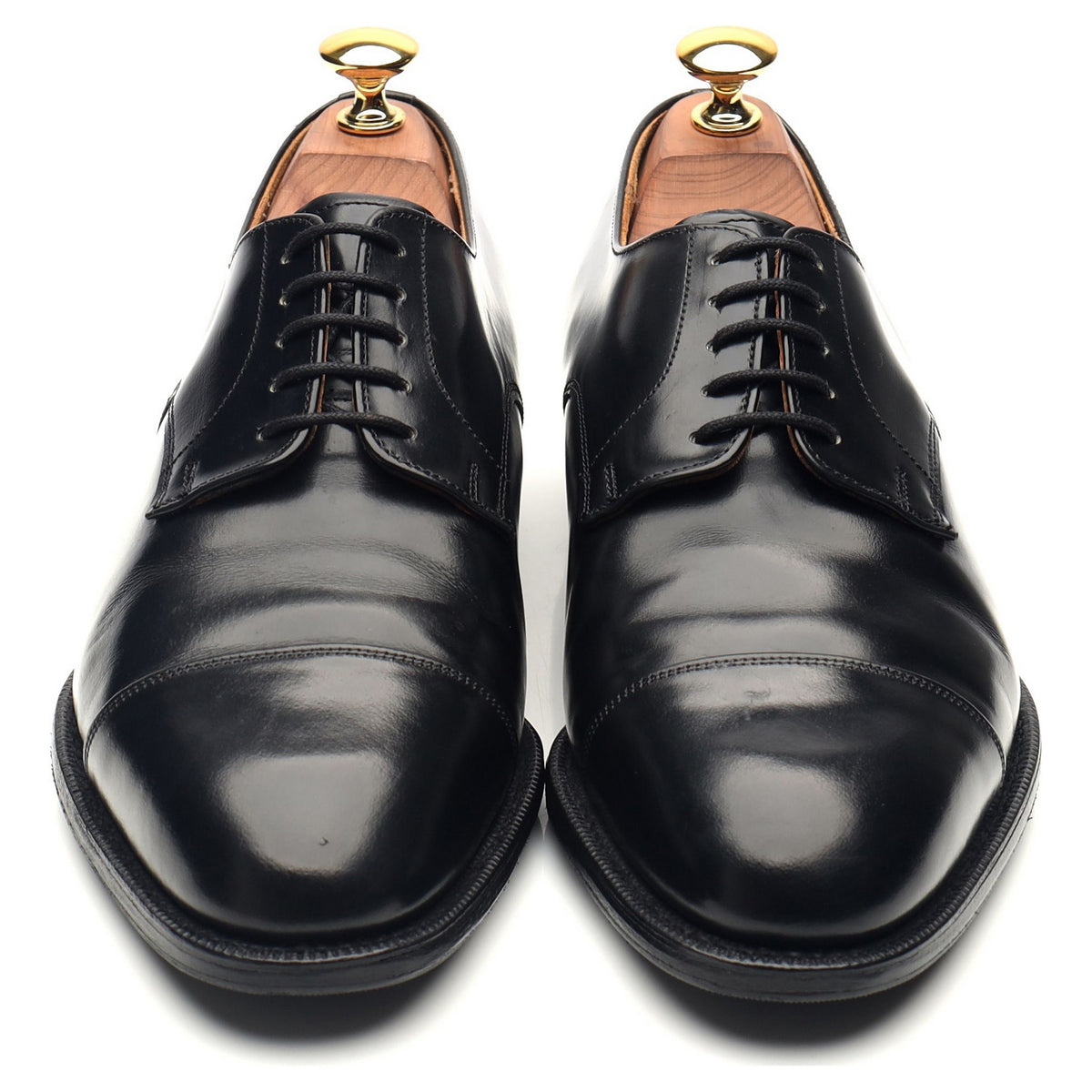 &#39;Burford&#39; Black Leather Cap Toe Derby UK 6 G