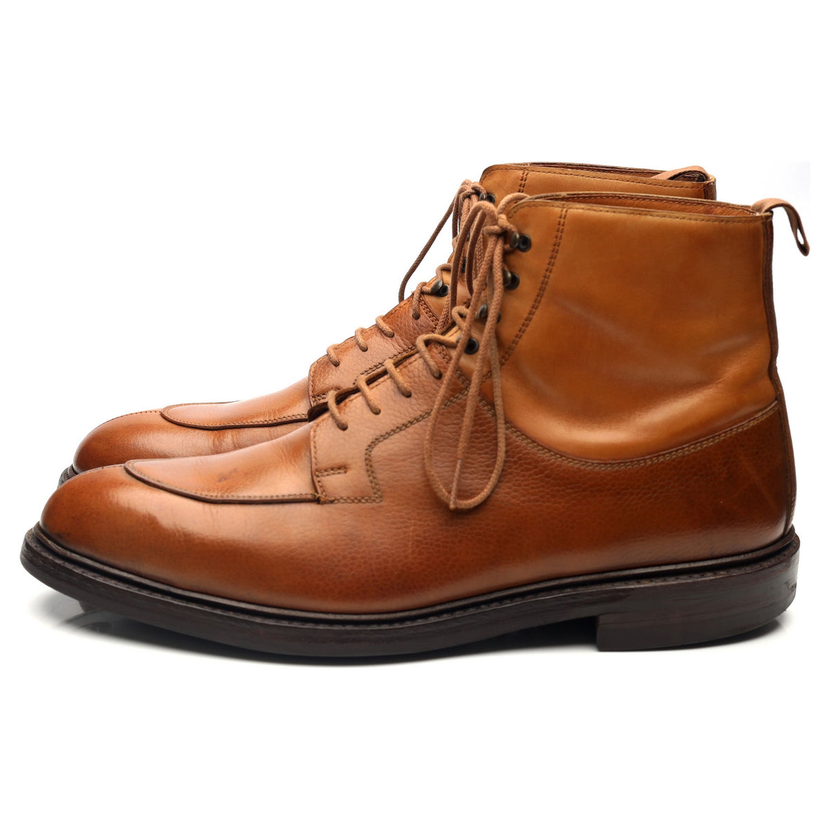 Purdey Tan Brown Leather Split Toe Boots UK 10 E