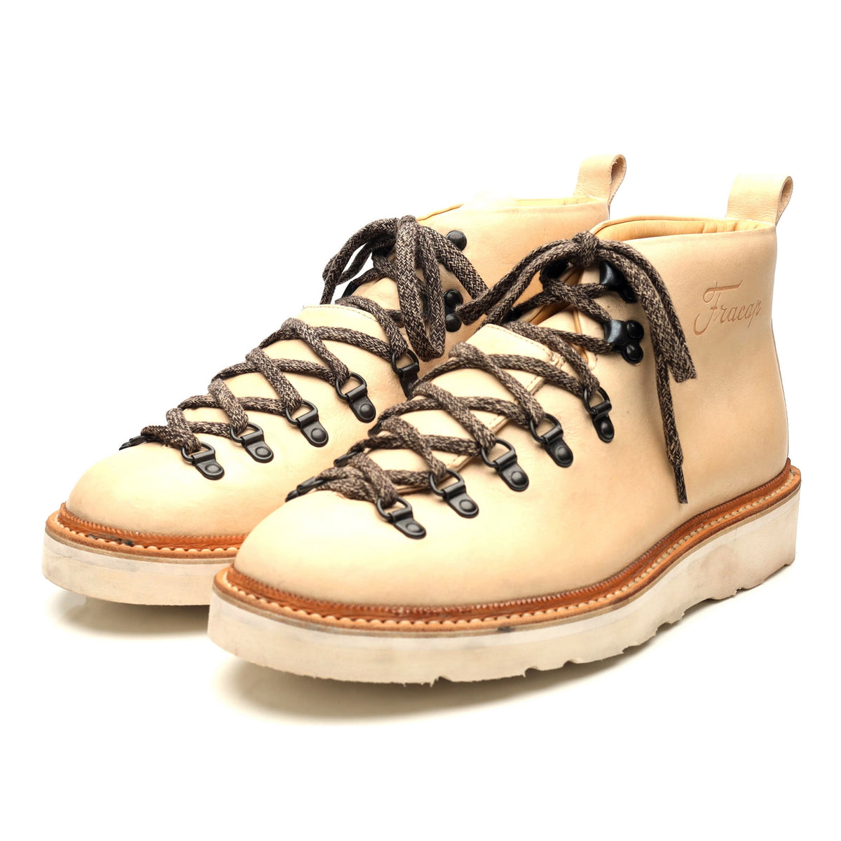 &#39;M120&#39; Off White Leather Hiker Boots UK 11 EU 45