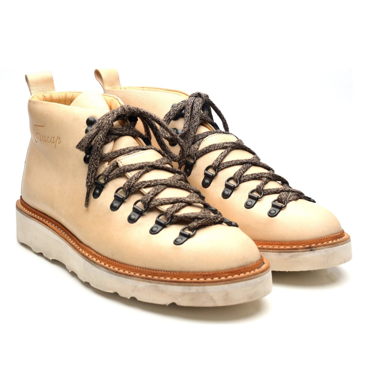 &#39;M120&#39; Off White Leather Hiker Boots UK 11 EU 45