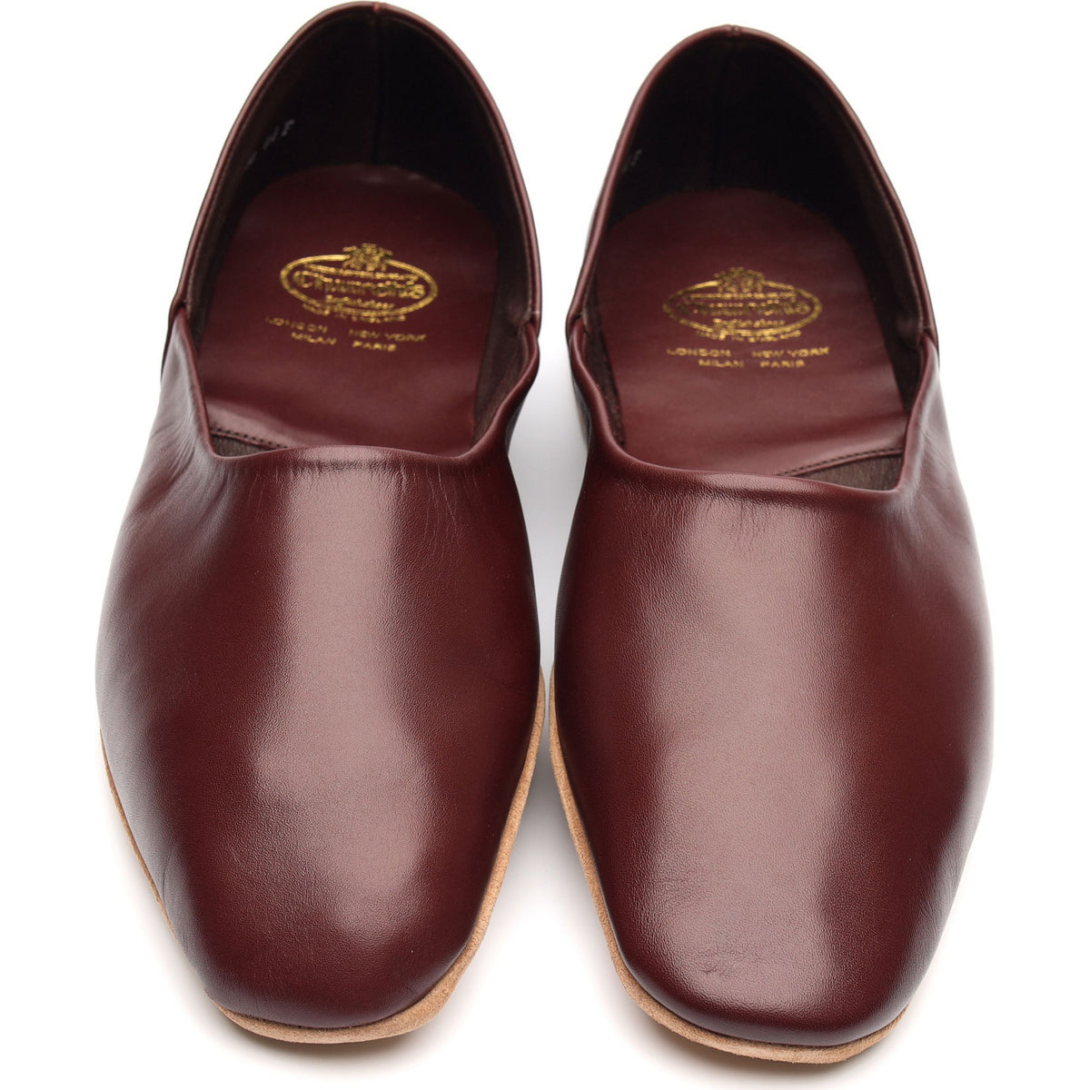 &#39;Jason 03&#39; Burgundy Leather Slippers UK 9.5 F