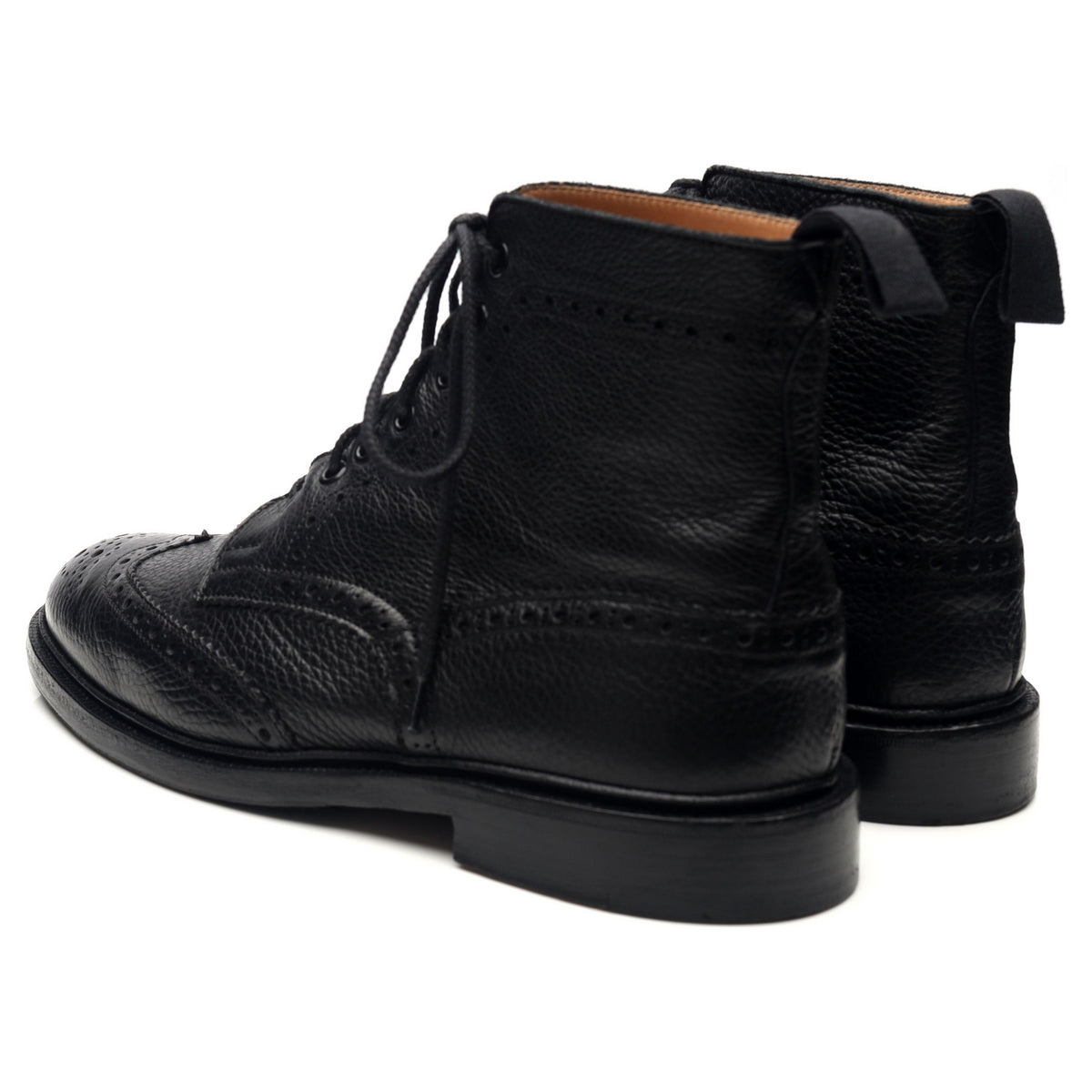 &#39;Stow&#39; Black Leather Brogue Boots UK 9