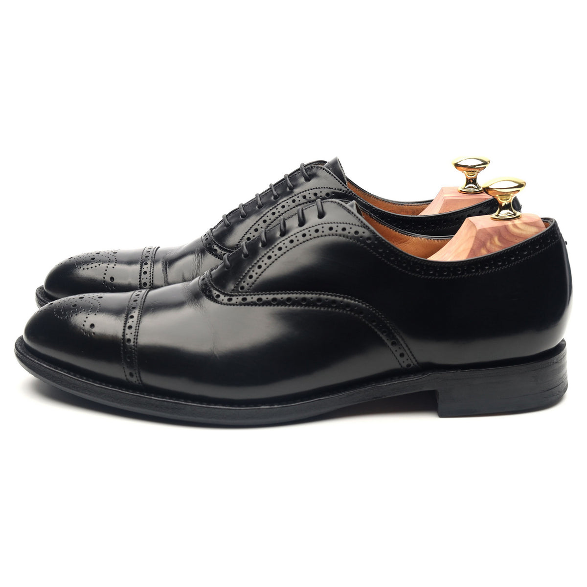 &#39;Toronto&#39; Black Leather Oxford Semi Brogues UK 7 G