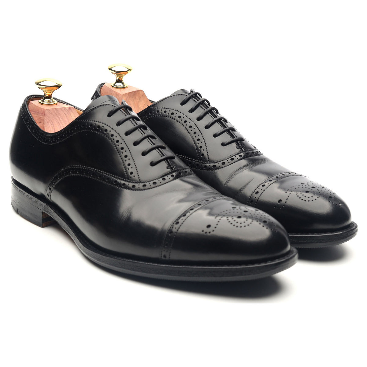 &#39;Toronto&#39; Black Leather Oxford Semi Brogues UK 7 G