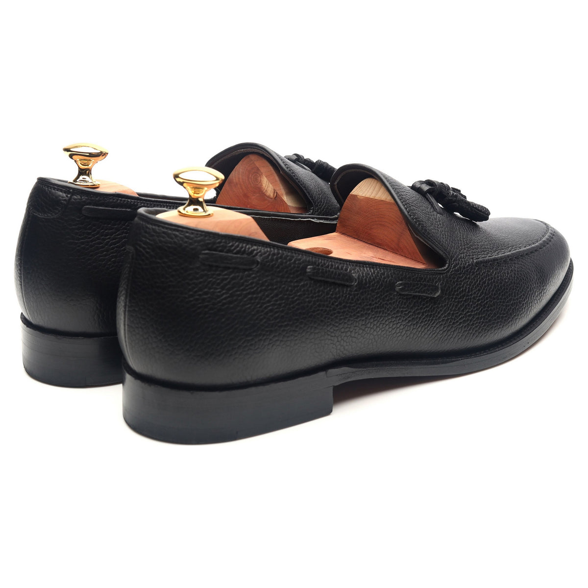 &#39;Newborough&#39; Black Leather Tassel Loafers UK 11.5 F
