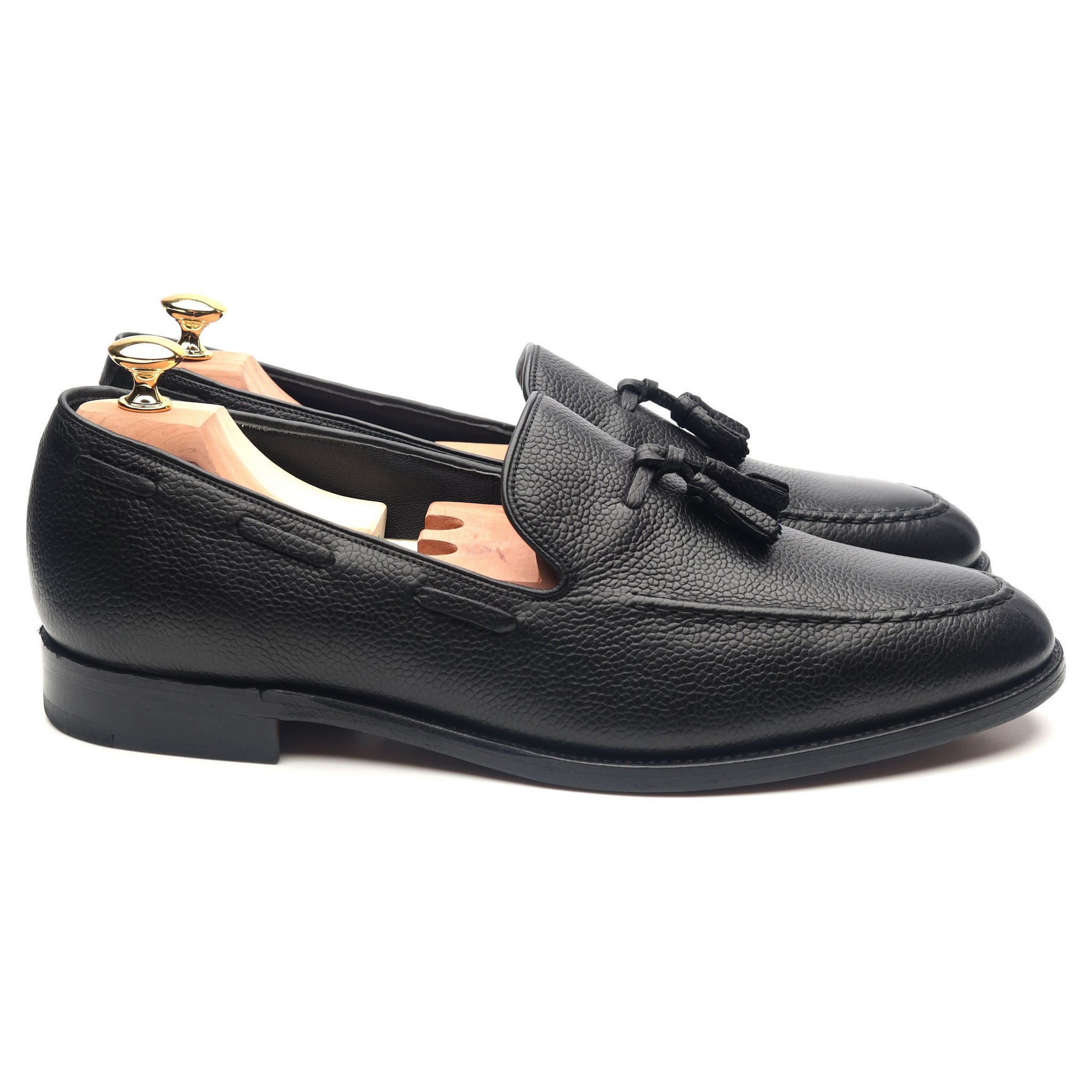 Newborough' Black Leather Tassel Loafers UK 11.5 F - Abbot's Shoes