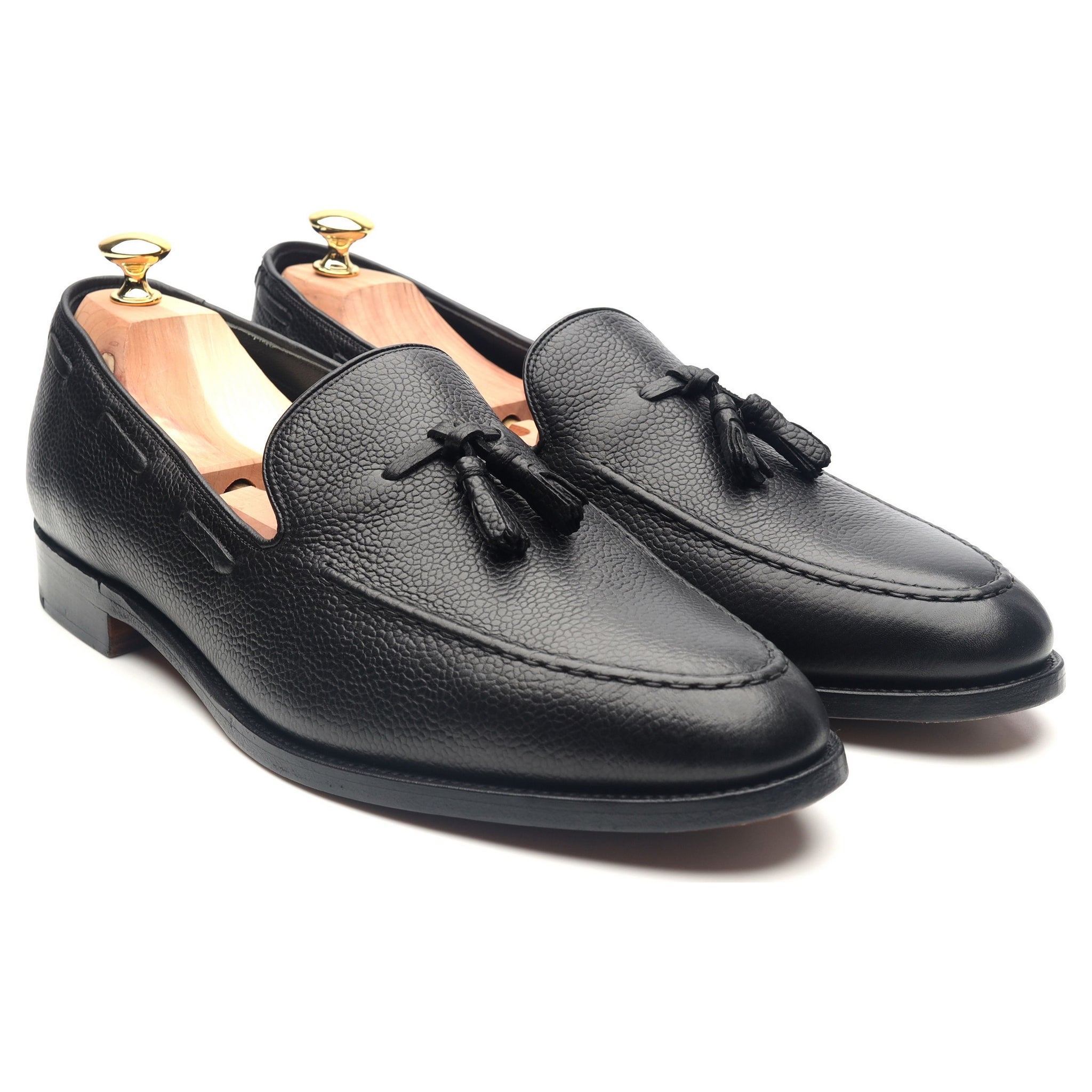 Newborough' Black Leather Tassel Loafers UK 11.5 F - Abbot's Shoes