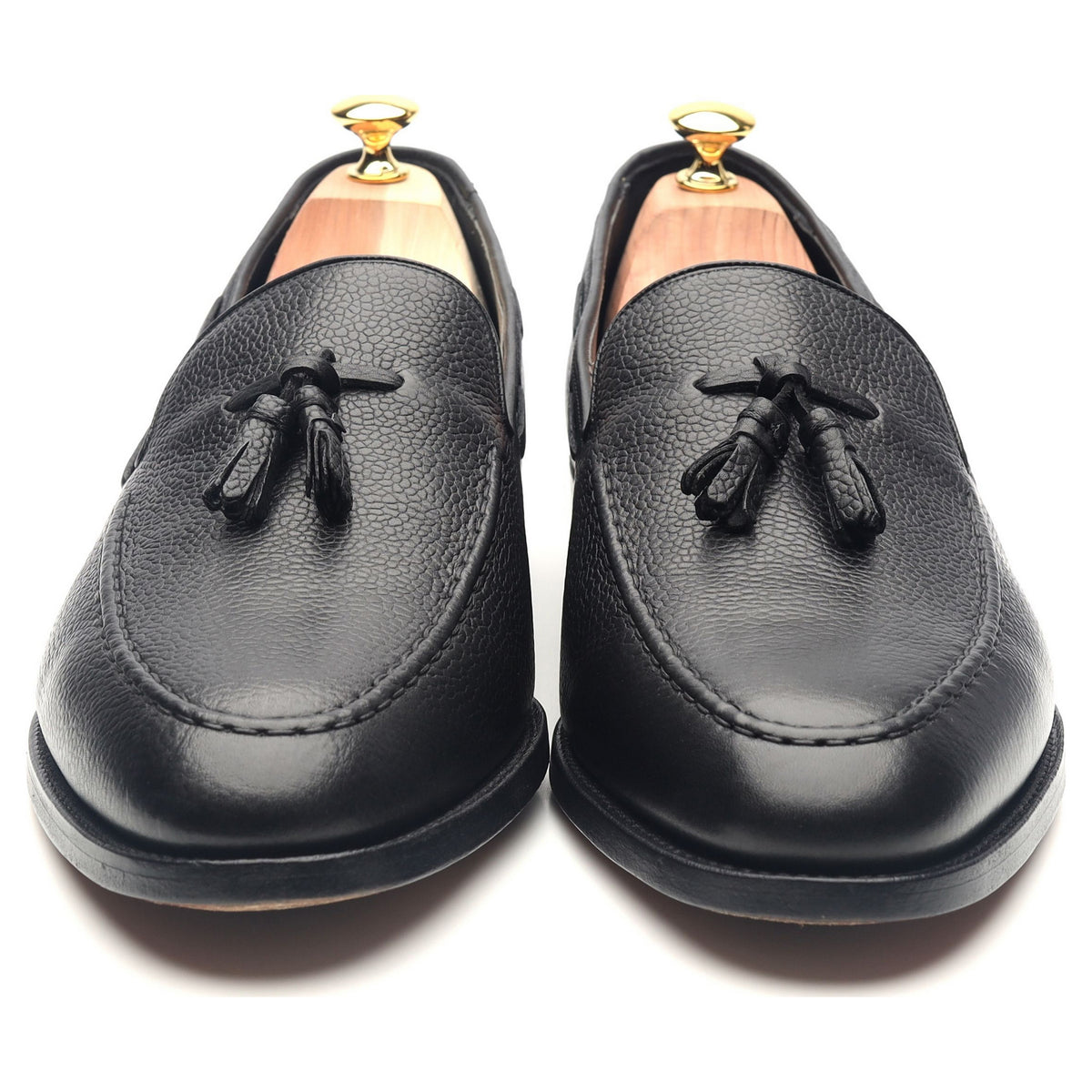&#39;Newborough&#39; Black Leather Tassel Loafers UK 11.5 F