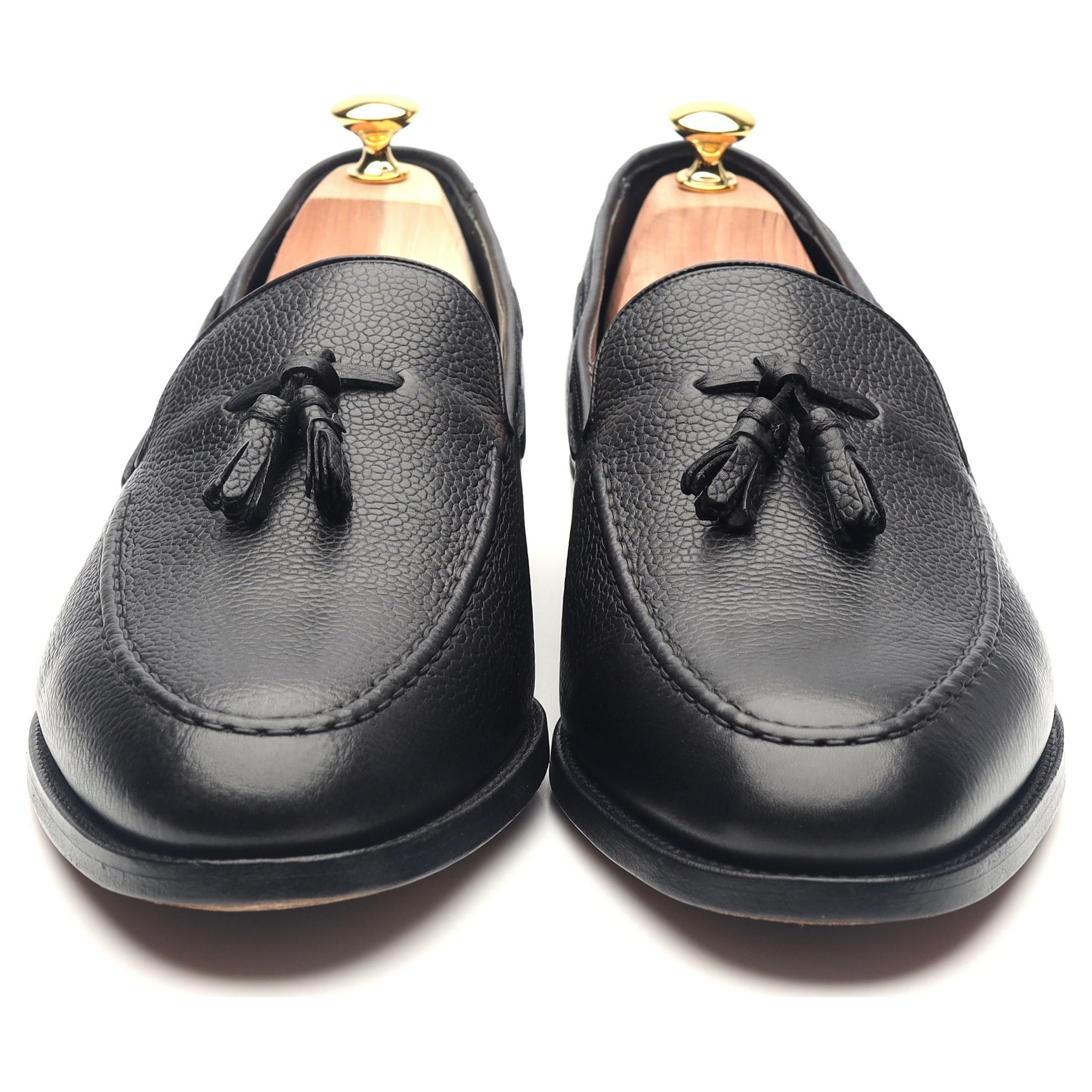 Newborough' Black Leather Tassel Loafers UK 11.5 F - Abbot's Shoes