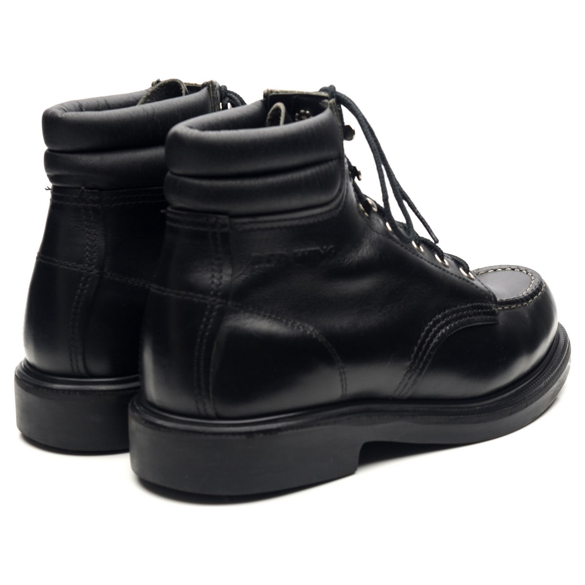&#39;8133&#39; Black Leather Moc Toe Boots UK 6 US 7