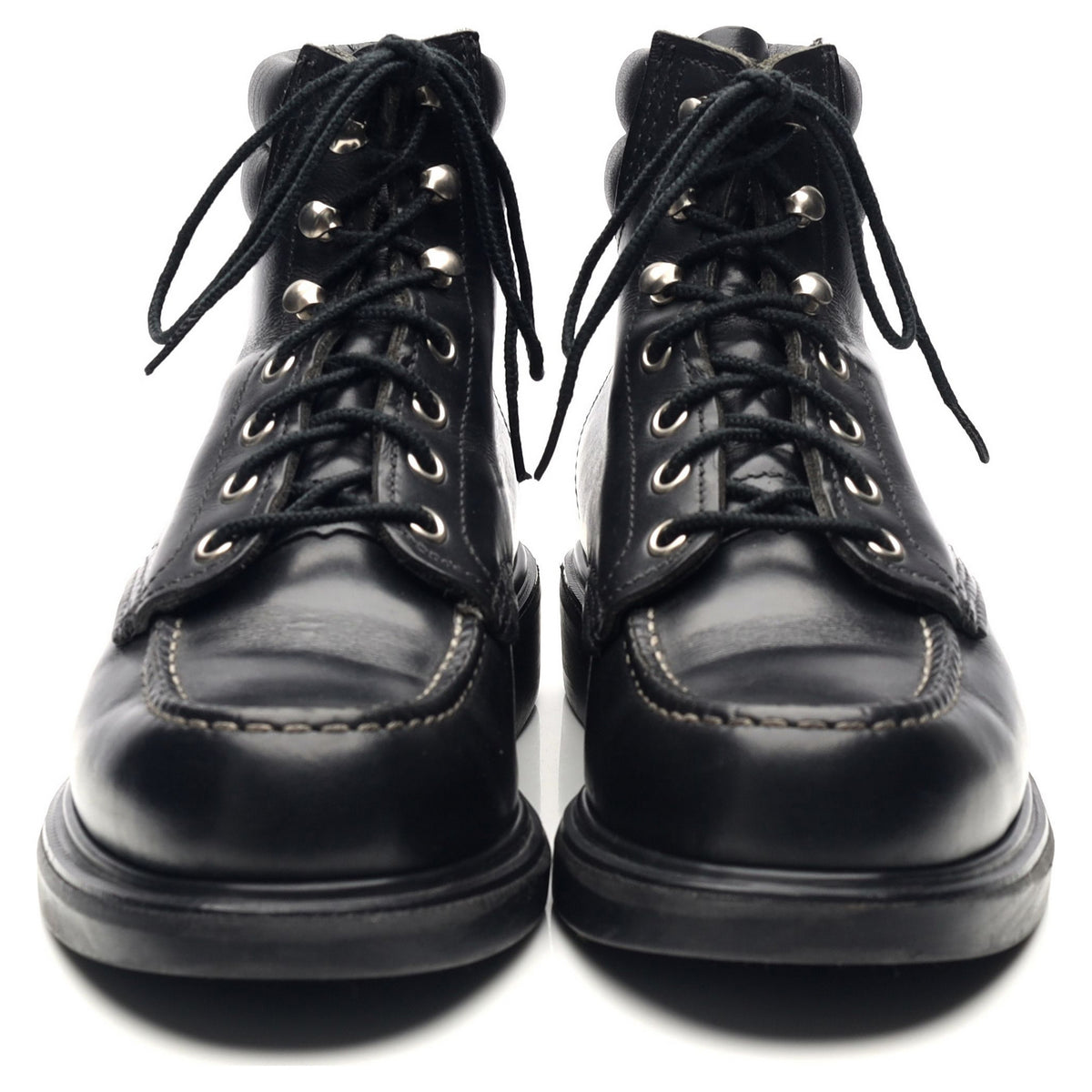 &#39;8133&#39; Black Leather Moc Toe Boots UK 6 US 7