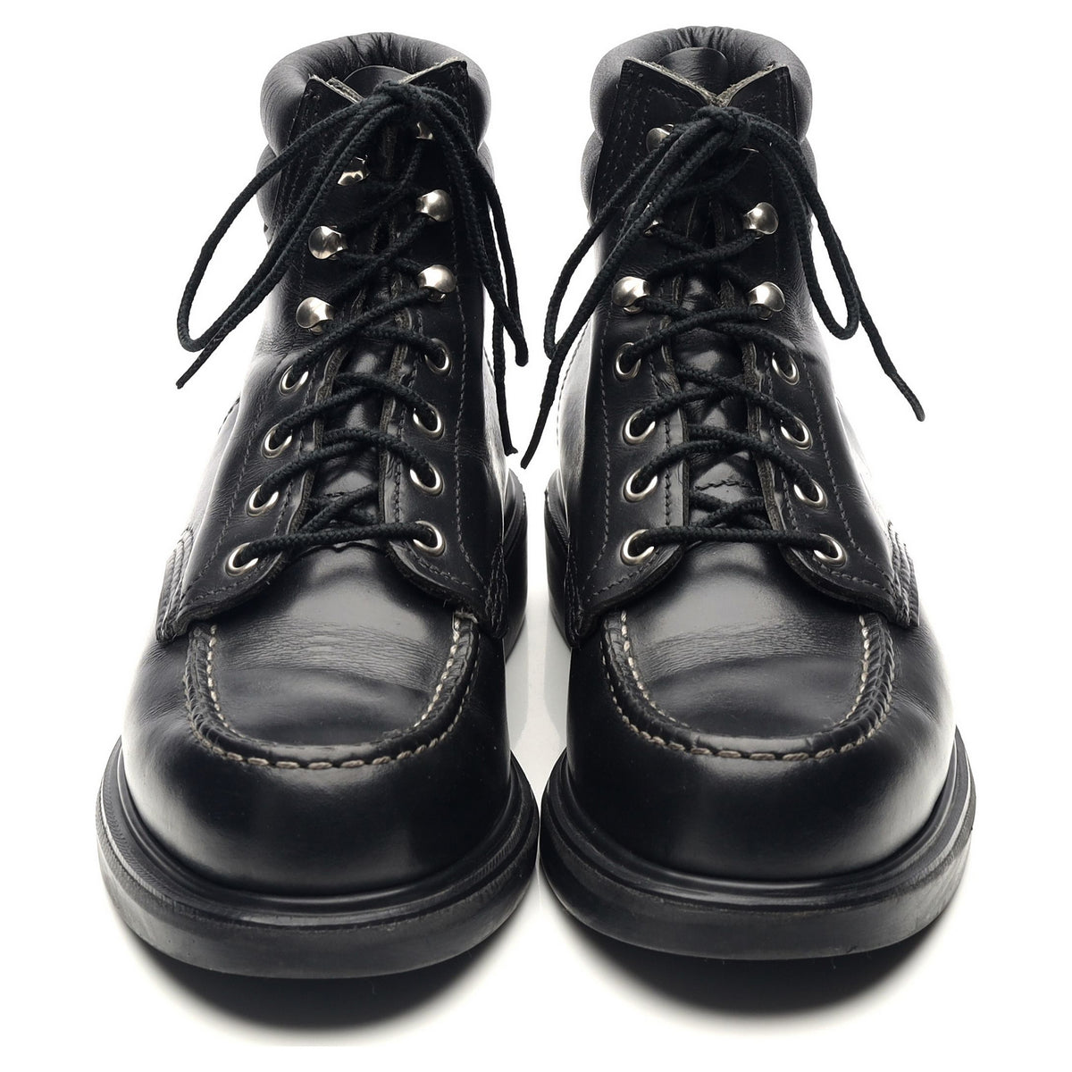 &#39;8133&#39; Black Leather Moc Toe Boots UK 6 US 7