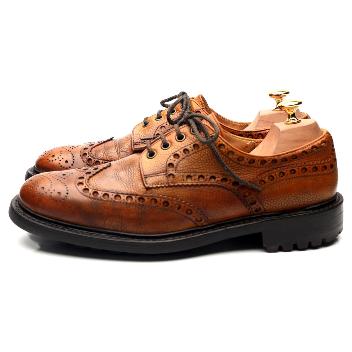 Avon' Tan Brown Leather Derby Brogues UK 10 F - Abbot's Shoes