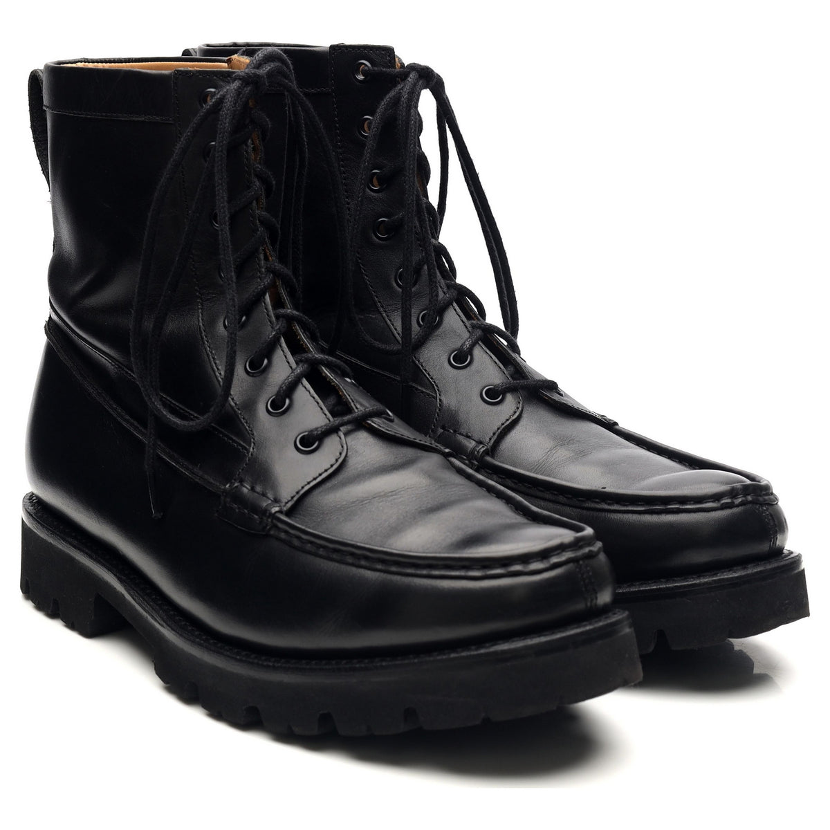 &#39;Gulliver&#39; Black Leather Apron Boots UK 9 G