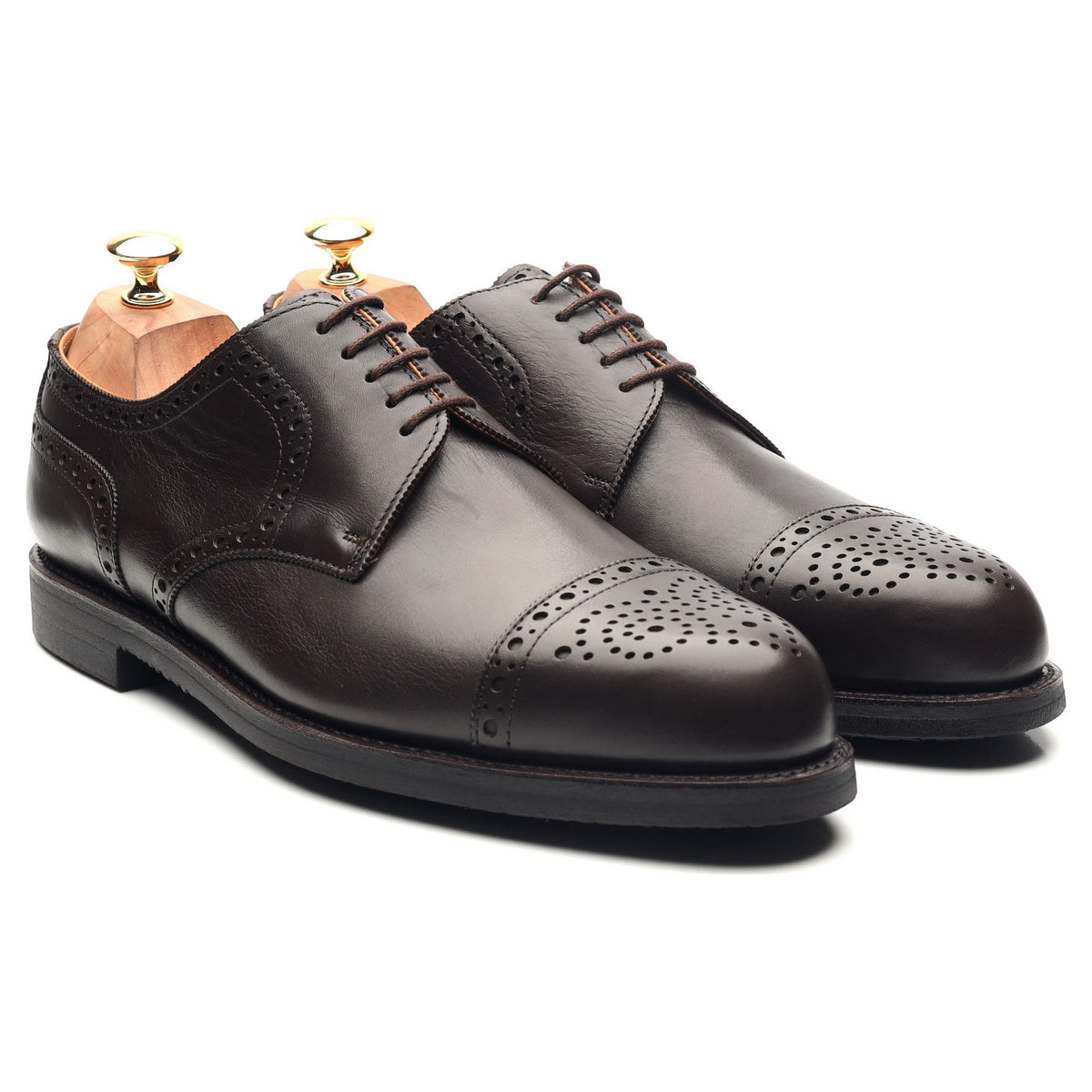 &#39;Alt-Wiener&#39; Dark Brown Leather Derby Brogues UK 10.5 F