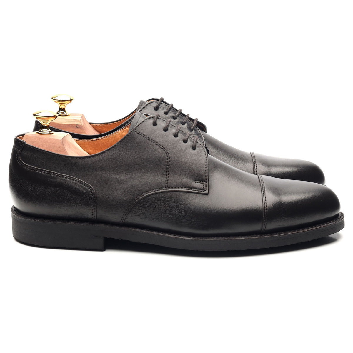 &#39;Theresianer&#39; Black Leather Derby UK 10.5 F