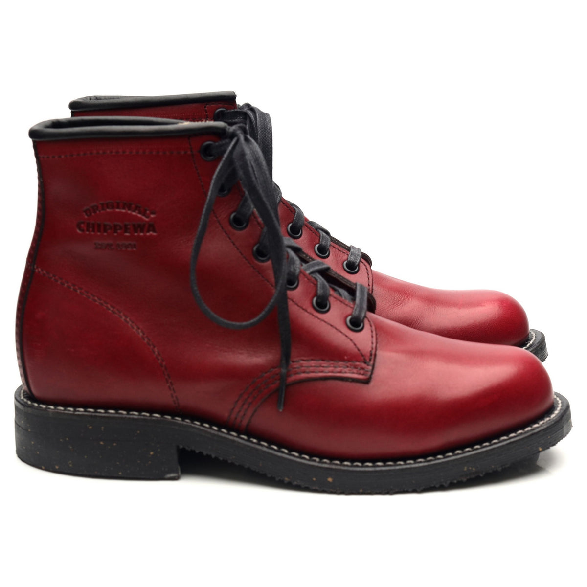 Red Leather Service Boots UK 6.5 US 7.5