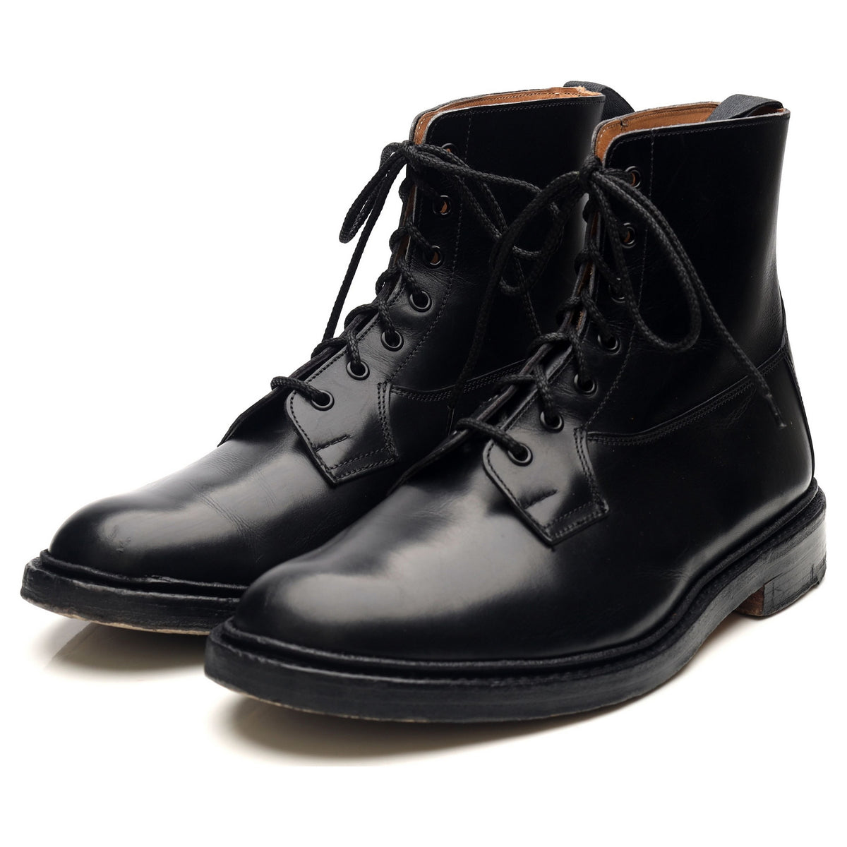 &#39;Burford&#39; Black Leather Derby Boots UK 9.5