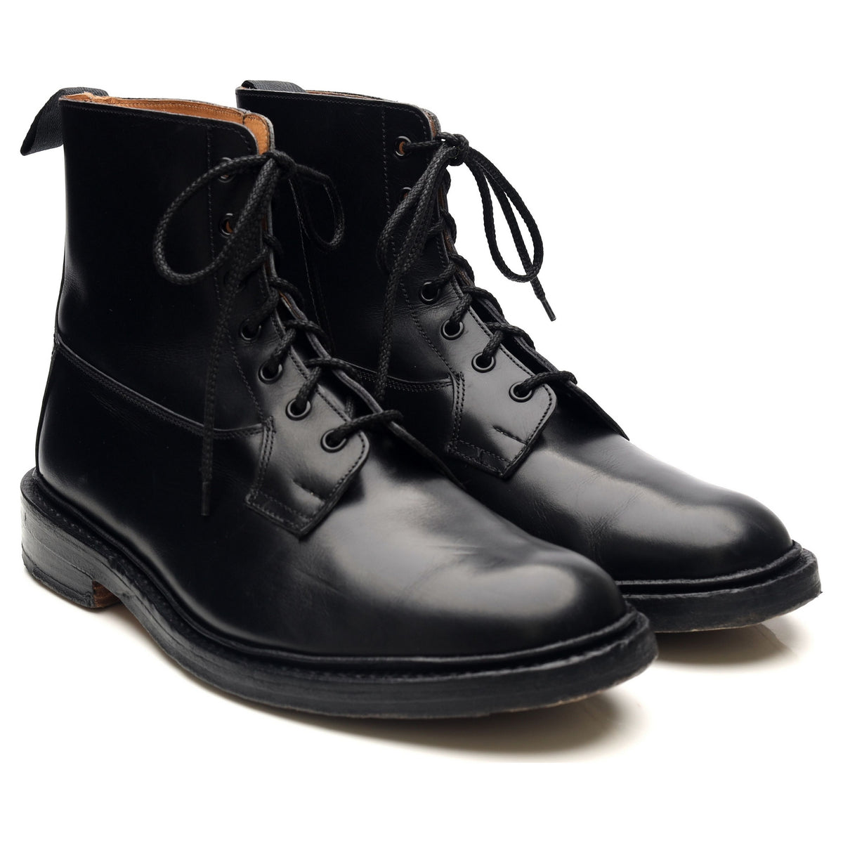 &#39;Burford&#39; Black Leather Derby Boots UK 9.5