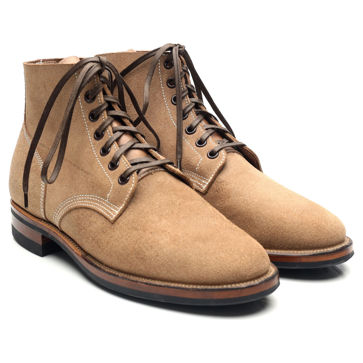 Sand Brown Roughout Suede Boondocker Service Boots UK 6 E