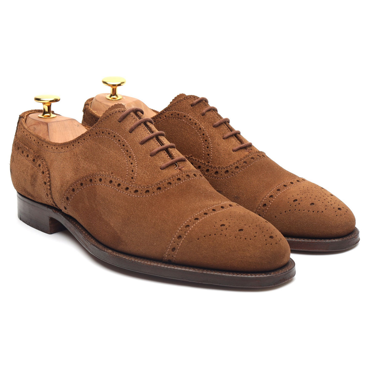 Shipton & Heneage 'Winchester' Tan Brown Suede Oxford Semi Brogues