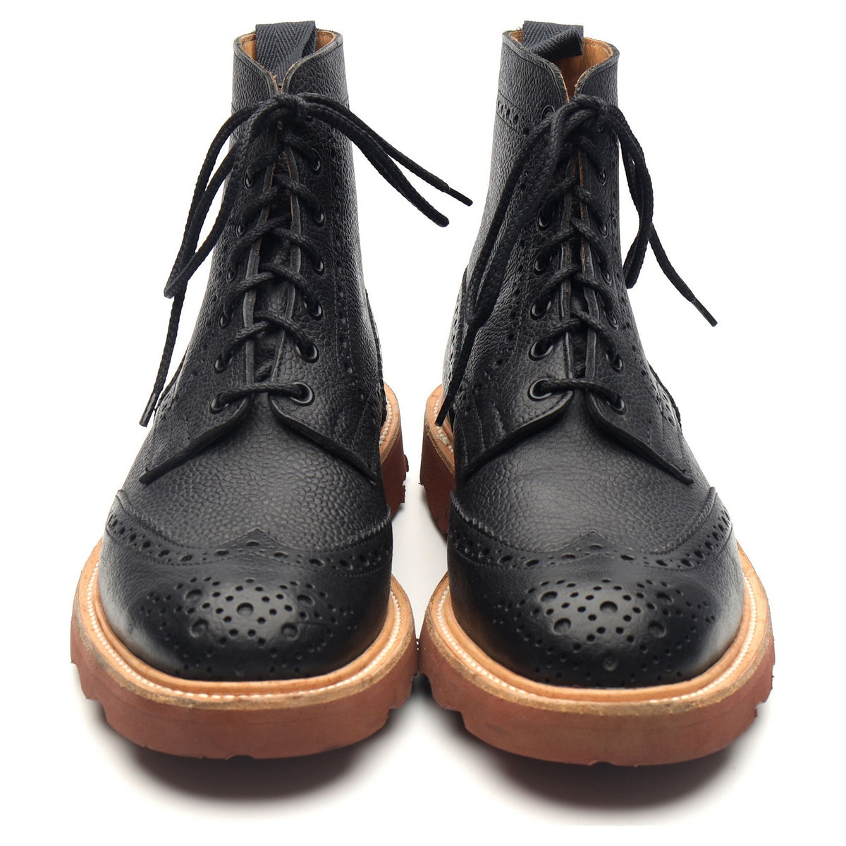 Black Leather Brogue Boots UK 6.5